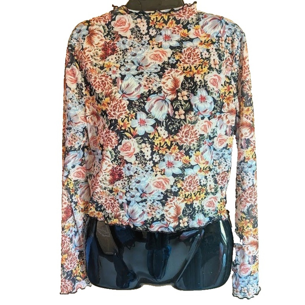 Sheer Mesh Womens Going Out Top M Fairy Grunge Goth Festival Floral Cottagecore